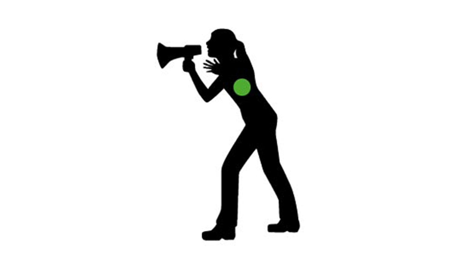 A silhouette of a person yelling through a megaphone.